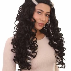 HPO Long Streaked Witch Sorceress Vampire Womens Wig | Horror Ghostly Halloween Wig | Premium Breathable Capless Cap