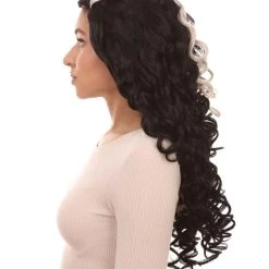 HPO Long Streaked Witch Sorceress Vampire Womens Wig | Horror Ghostly Halloween Wig | Premium Breathable Capless Cap