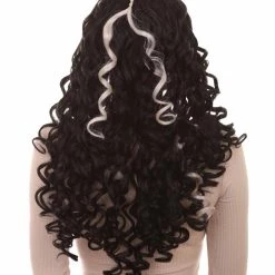 HPO Long Streaked Witch Sorceress Vampire Womens Wig | Horror Ghostly Halloween Wig | Premium Breathable Capless Cap