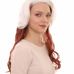 HPO Womens Superhero Curly Long Wig | White & Brown TV/Movie Wigs | Premium Breathable Capless Cap Women's
