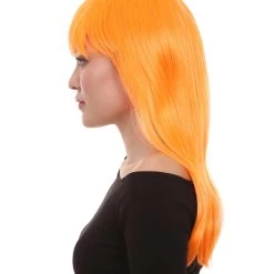 HPO Women's Glamour Pumpkin Orange Wig | Stage/Event Fancy Halloween Wig | Premium Breathable Capless Cap