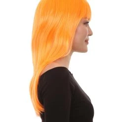 HPO Women's Glamour Pumpkin Orange Wig | Stage/Event Fancy Halloween Wig | Premium Breathable Capless Cap