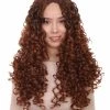 HPO Women's Womens Brown Long Curly Wig Song Contest 2018 | Celebrity Wigs | Premium Breathable Capless Cap