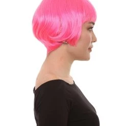 HPO Pink Short Bob Womens Wig | Party Ready Fancy Cosplay Halloween Wig | Premium Breathable Capless Cap Women's