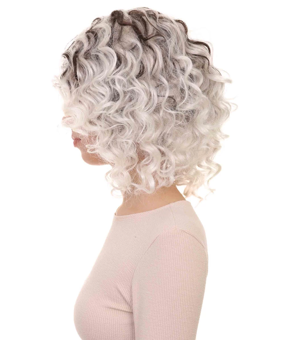 HPO Womens Fashion Highlight Wavy Wig | Grey & Black Fashion Wigs | Premium Breathable Capless Cap