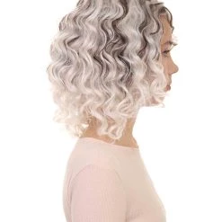 HPO Womens Fashion Highlight Wavy Wig | Grey & Black Fashion Wigs | Premium Breathable Capless Cap