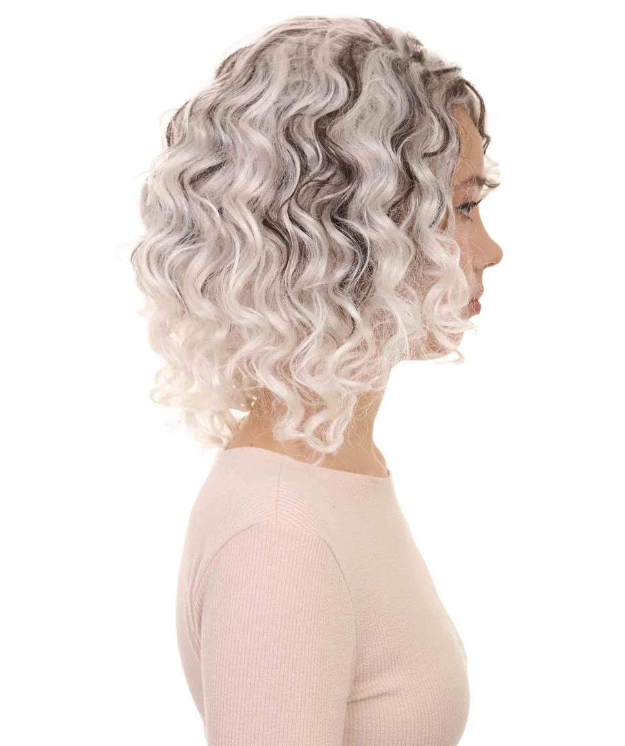 HPO Womens Fashion Highlight Wavy Wig | Grey & Black Fashion Wigs | Premium Breathable Capless Cap