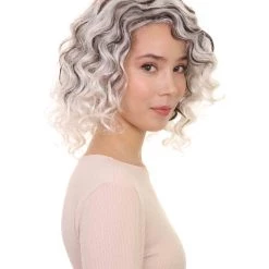 HPO Womens Fashion Highlight Wavy Wig | Grey & Black Fashion Wigs | Premium Breathable Capless Cap