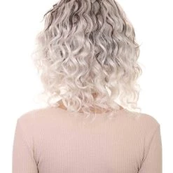 HPO Womens Fashion Highlight Wavy Wig | Grey & Black Fashion Wigs | Premium Breathable Capless Cap