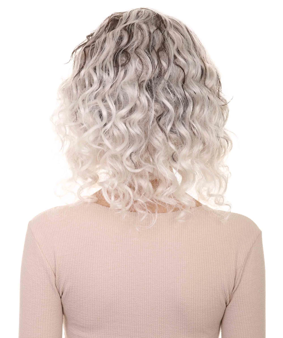 HPO Womens Fashion Highlight Wavy Wig | Grey & Black Fashion Wigs | Premium Breathable Capless Cap