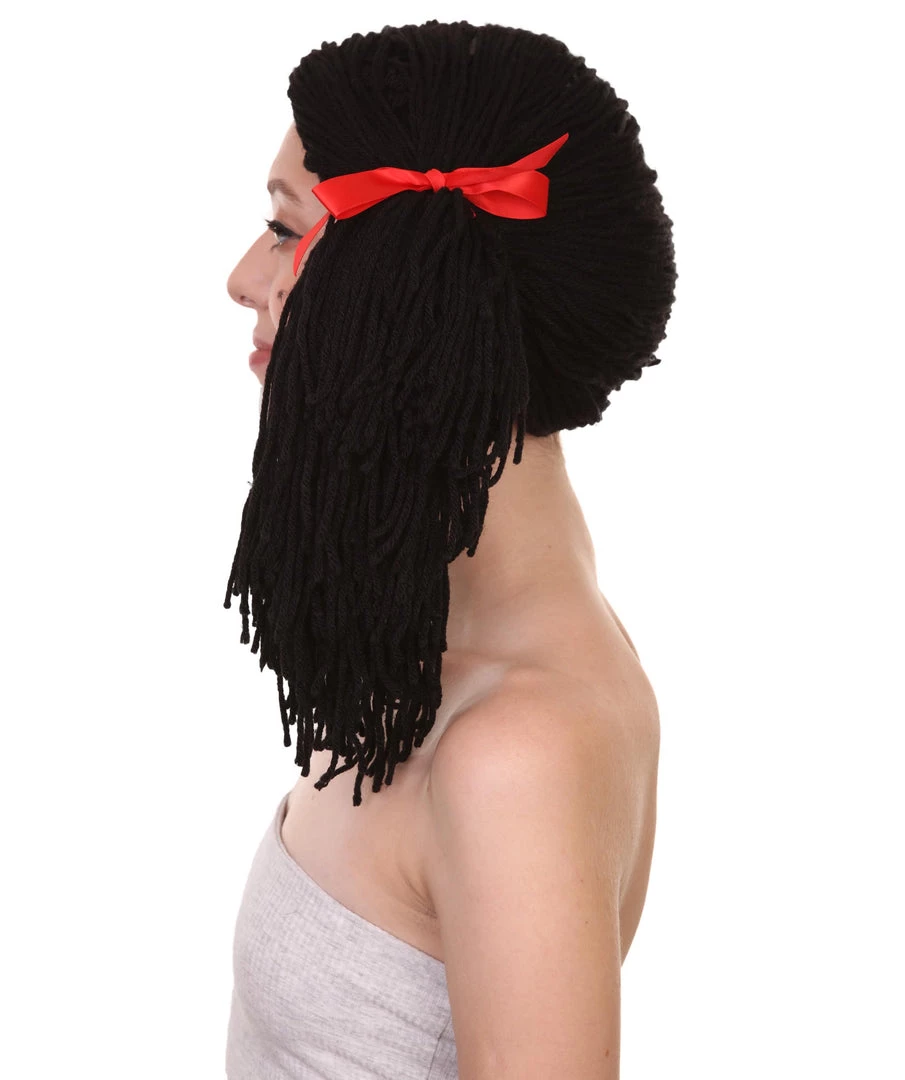 HPO Women's Gothic Rag Doll Womens Wig | Horror Halloween Wig With Red Ribbon | Premium Breathable Capless Cap