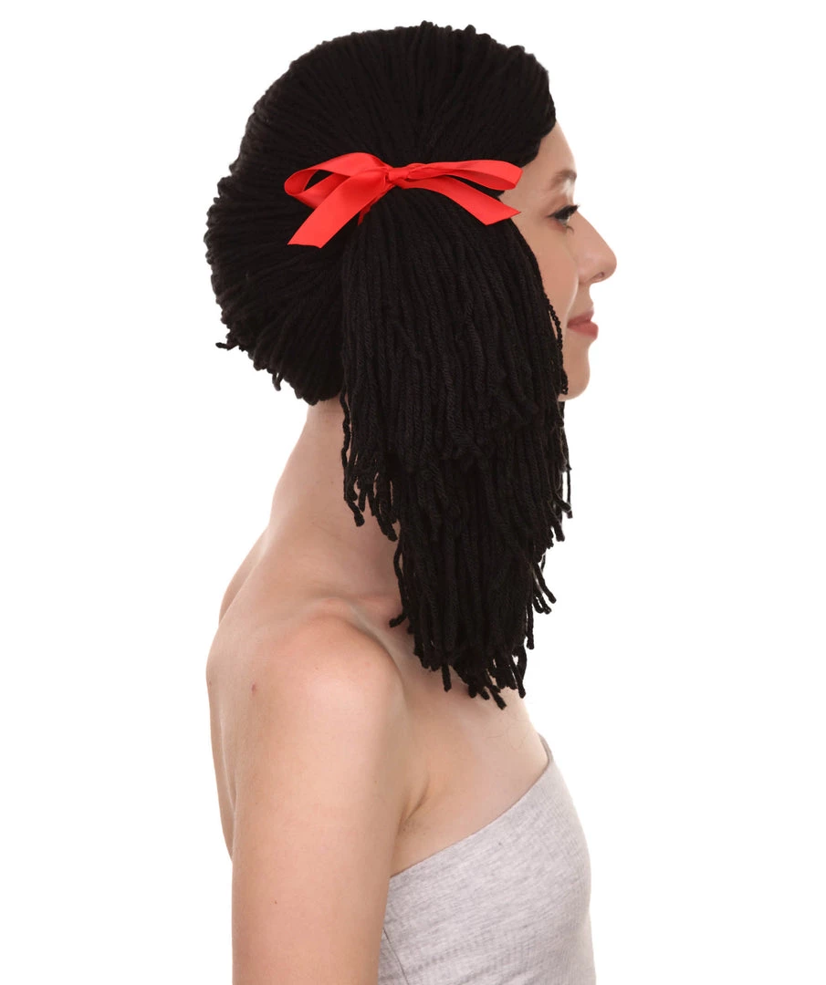 HPO Women's Gothic Rag Doll Womens Wig | Horror Halloween Wig With Red Ribbon | Premium Breathable Capless Cap