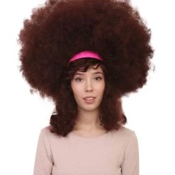 HPO Womens Super Size Jumbo Afro Wig | Brown Sports Wigs Women's