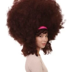 HPO Womens Super Size Jumbo Afro Wig | Brown Sports Wigs Women's