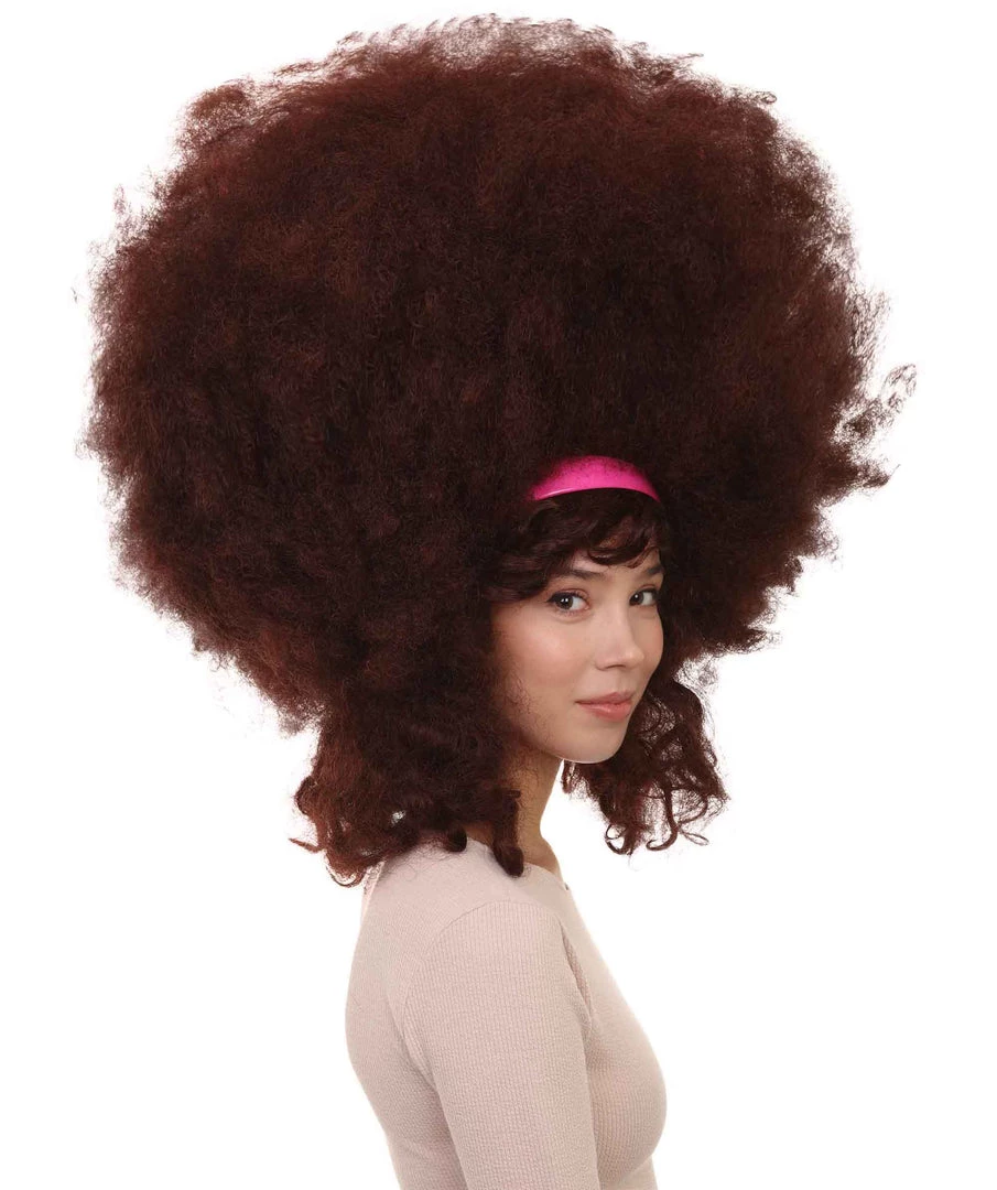 HPO Womens Super Size Jumbo Afro Wig | Brown Sports Wigs Women's