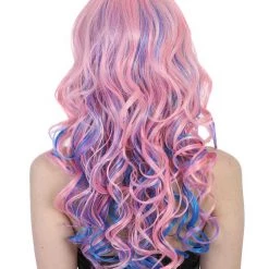HPO Rave Candy Purple & Blue Adult's Womens Wig | Long Curly Cosplay Halloween Wig | Premium Breathable Capless Cap Men's