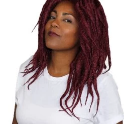 HPO Long Burgundy Dreadlocks Women's Wig | Dramatical Cosplay Halloween Wig | Premium Breathable Capless Cap