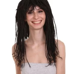 HPO Long Black Dreadlock Womens Wig | Dramatical Cosplay Halloween Wig | Premium Breathable Capless Cap