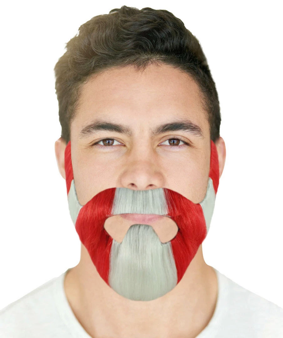 HPO Mens Full Beard & Moustaches Set | Red & White Men's