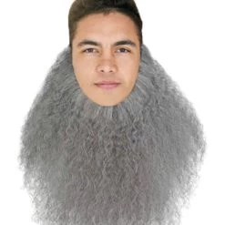 HPO Mens 12" Long Beard | Grey TV/Movie Wigs Men's