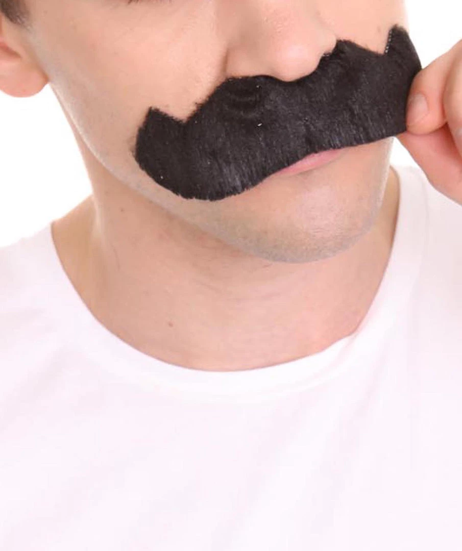 HPO Mens Extra Thick Black Banker Mustache - Stage Ready Mustache Perfect For Cosplay, Drag, And Performance Men's