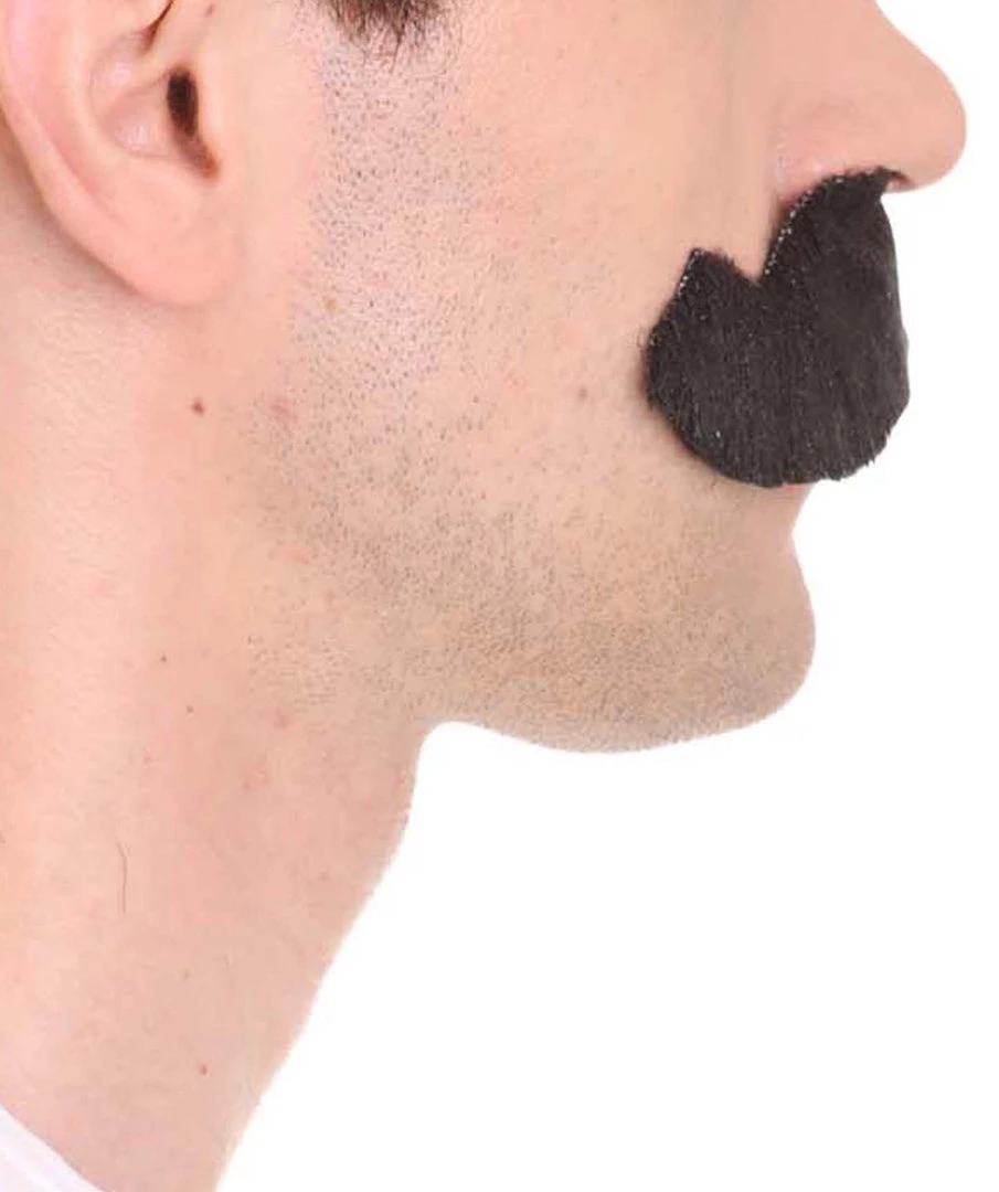 HPO Mens Extra Thick Black Banker Mustache - Stage Ready Mustache Perfect For Cosplay, Drag, And Performance Men's