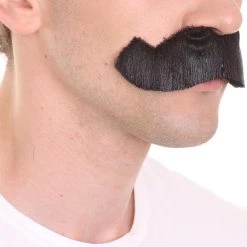 HPO Mens Extra Thick Black Banker Mustache - Stage Ready Mustache Perfect For Cosplay, Drag, And Performance Men's