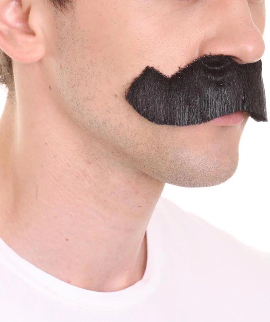 HPO Mens Extra Thick Black Banker Mustache - Stage Ready Mustache Perfect For Cosplay, Drag, And Performance Men's