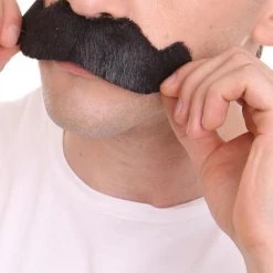 HPO Mens Extra Thick Black Banker Mustache - Stage Ready Mustache Perfect For Cosplay, Drag, And Performance Men's