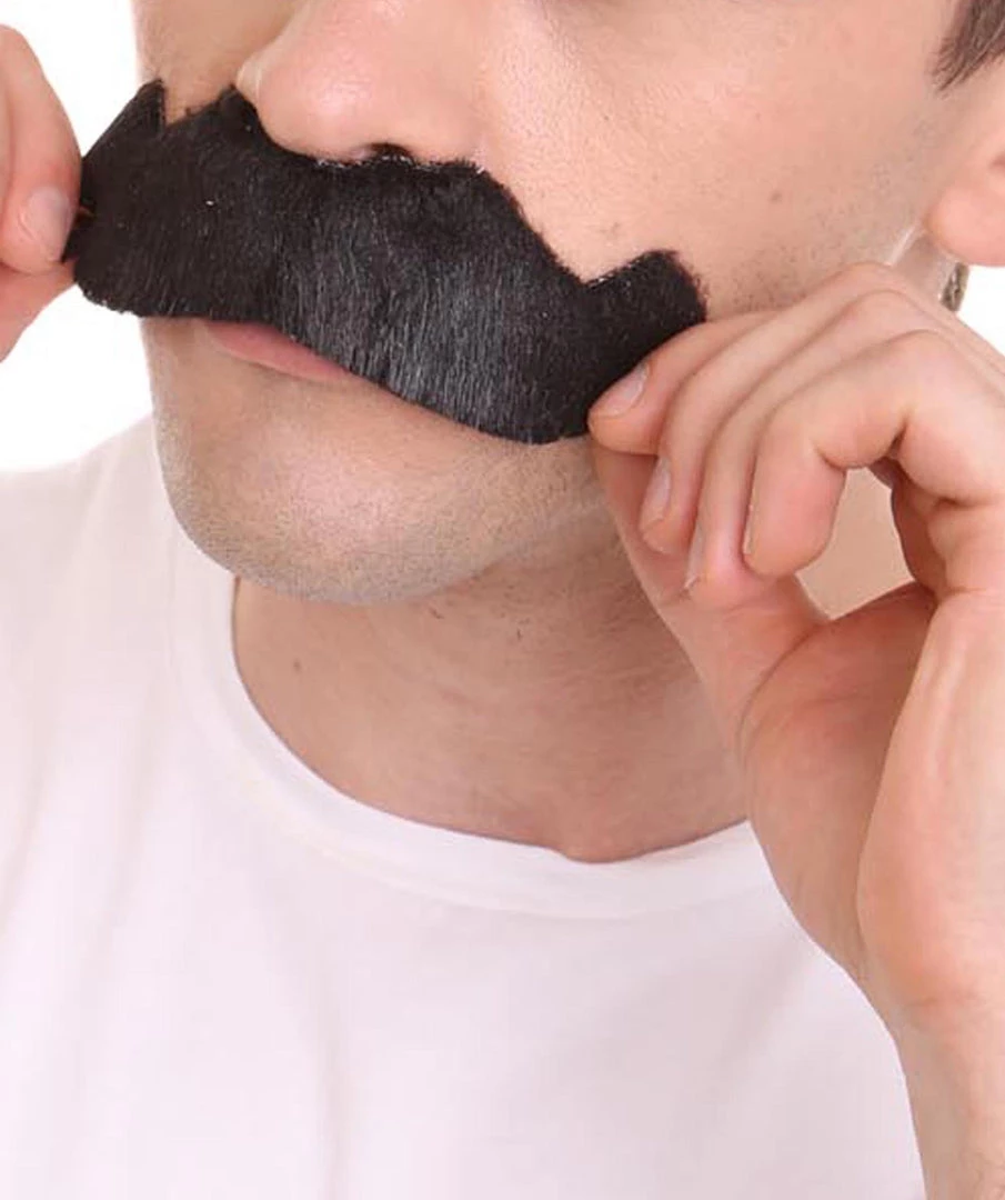 HPO Mens Extra Thick Black Banker Mustache - Stage Ready Mustache Perfect For Cosplay, Drag, And Performance Men's