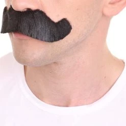 HPO Mens Extra Thick Black Banker Mustache - Stage Ready Mustache Perfect For Cosplay, Drag, And Performance Men's