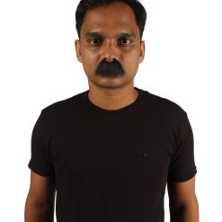 HPO Men's Mens Short Fluffy Black Marx Bros Mustache - Stage Ready Mustache Perfect For Cosplay, Drag, And Performance