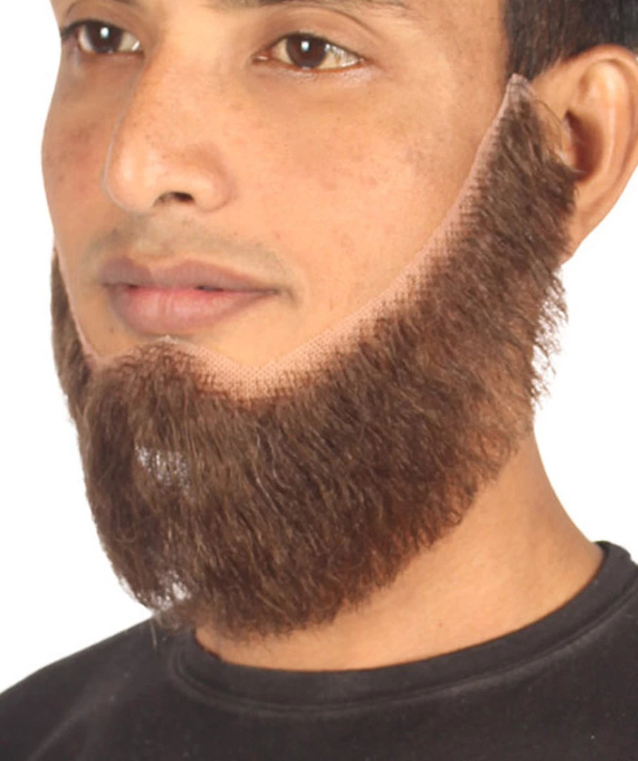 HPO Men's Chin Curtain Style Long Beard Set | Brown Cosplay Beard