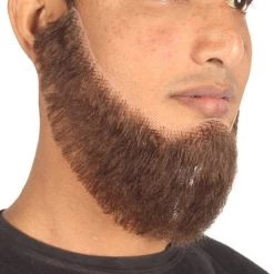 HPO Men's Chin Curtain Style Long Beard Set | Brown Cosplay Beard