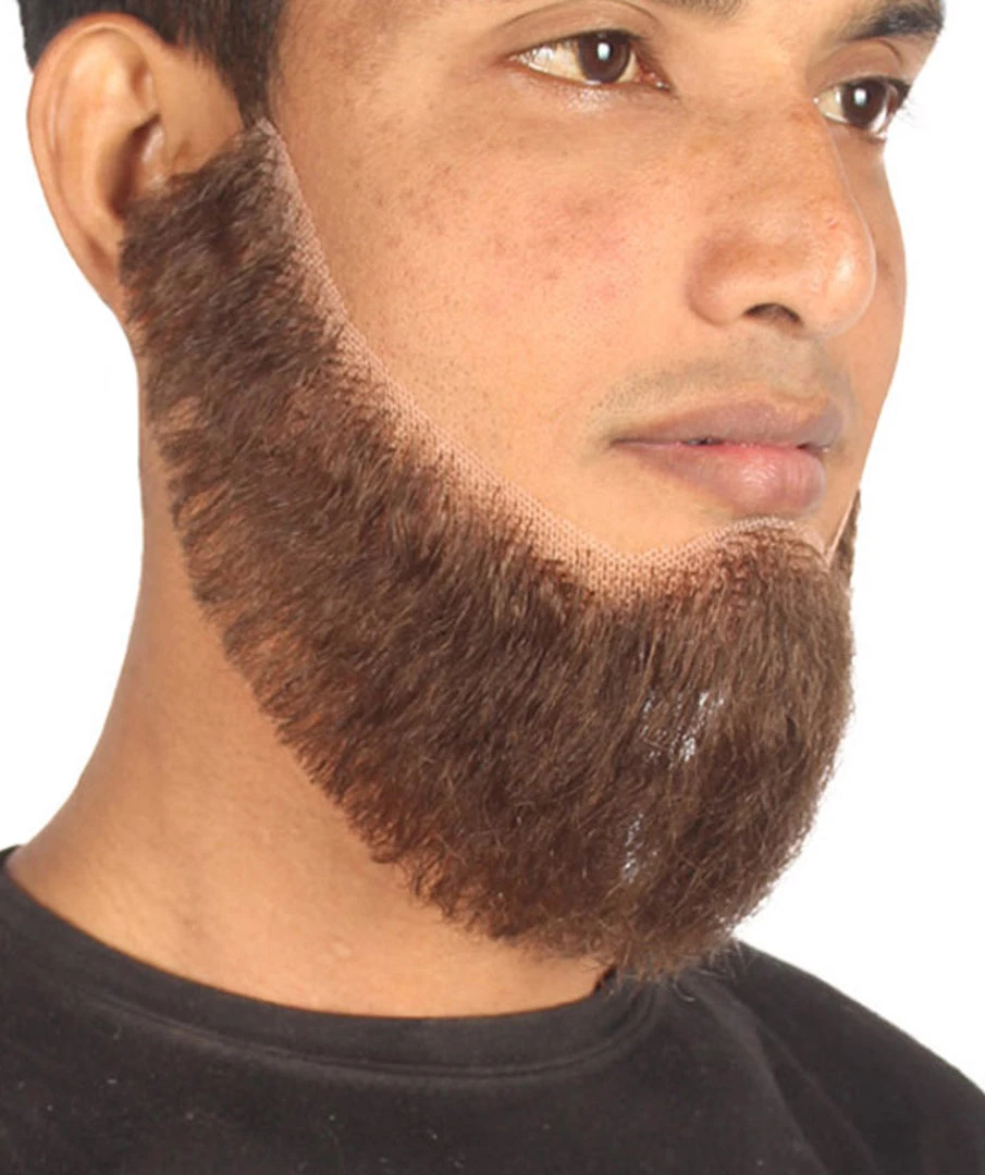 HPO Men's Chin Curtain Style Long Beard Set | Brown Cosplay Beard