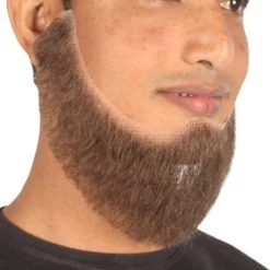 HPO Men's Chin Curtain Style Mid Length Beard Set | Brown Cosplay Beard