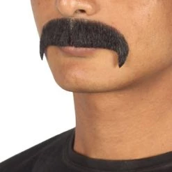 HPO Men's Horseshoe Style Moustache Set | Black Cosplay Facial Hair