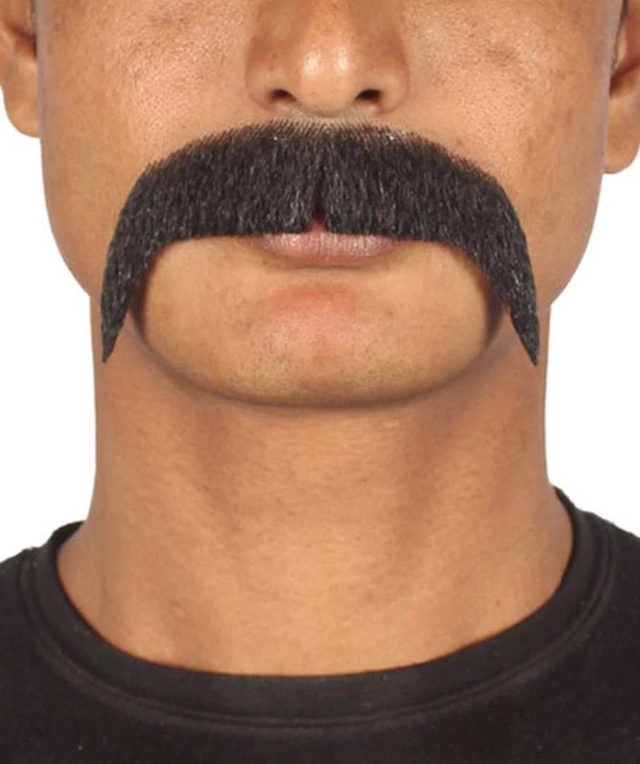HPO Men's Fu Manchu Style Moustache Set | Black Cosplay Facial Hair