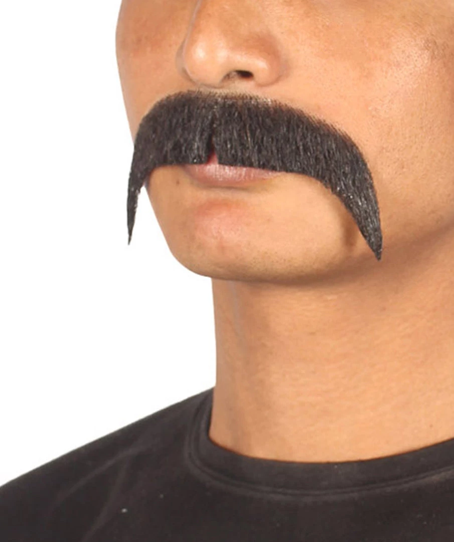HPO Men's Fu Manchu Style Moustache Set | Black Cosplay Facial Hair