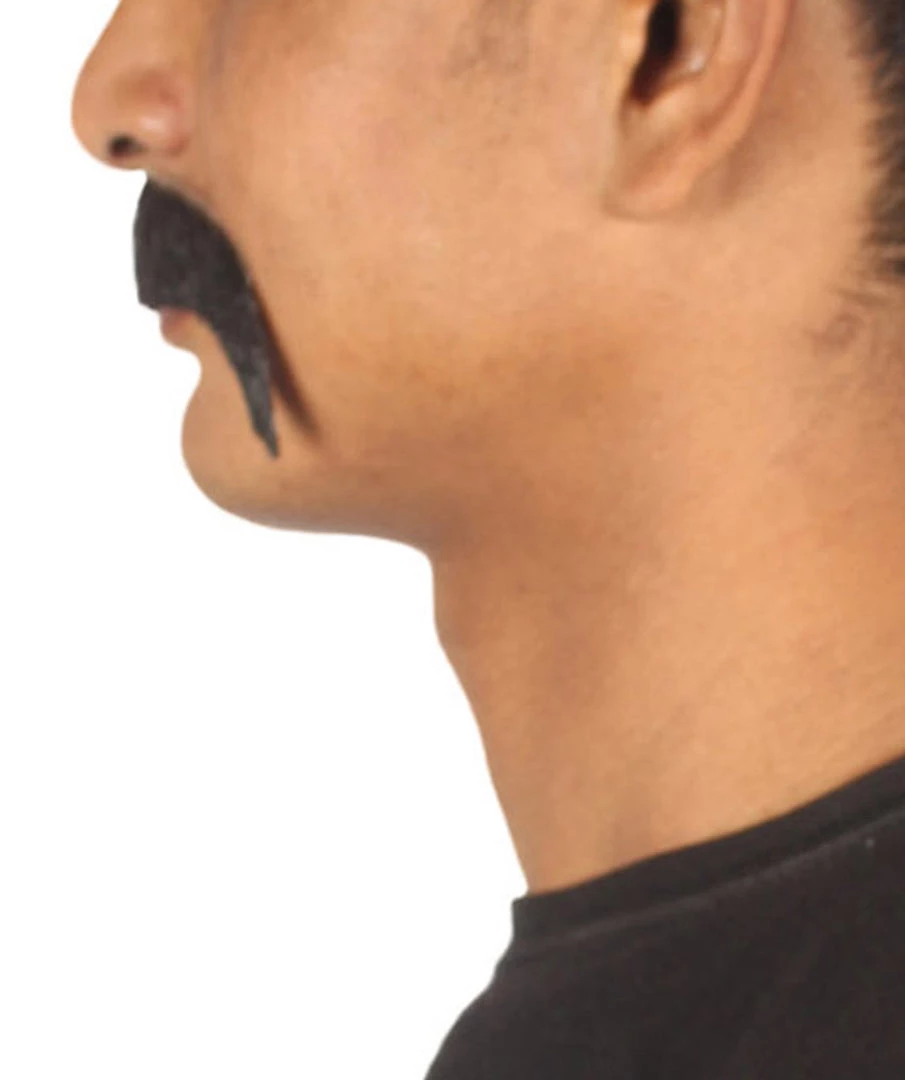 HPO Men's Fu Manchu Style Moustache Set | Black Cosplay Facial Hair