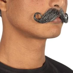 HPO Men's Rollie Fingers Style Moustache Set | Gray Cosplay Facial Hair