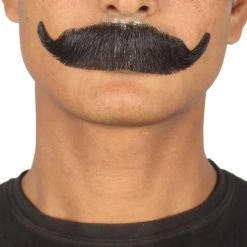 HPO Men's HandLebar Style Moustache Set | Black Cosplay Facial Hair