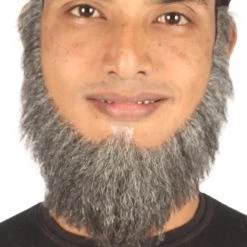 HPO Men's Chin Curtain Style Long Beard Set | Gray Cosplay Beard
