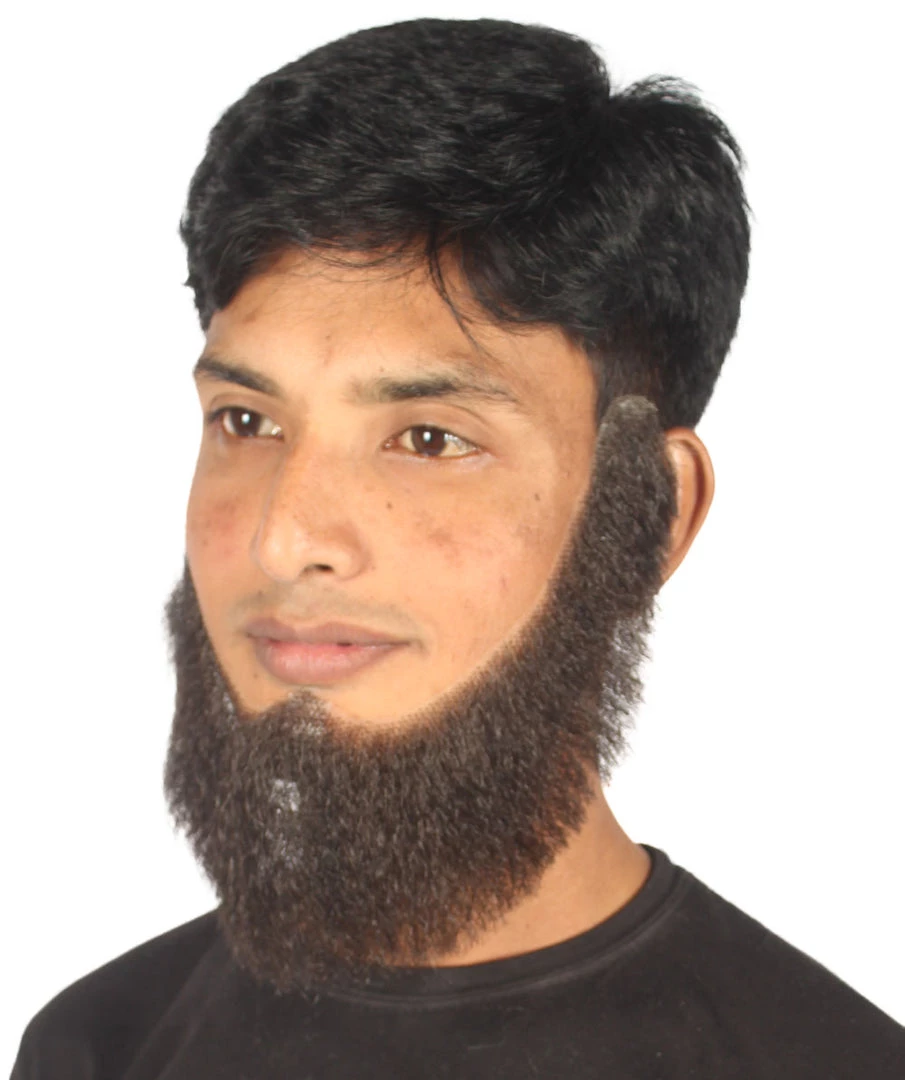 HPO Men's Chin Curtain Style Long Beard Set | Black Cosplay Beard