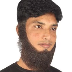 HPO Men's Chin Curtain Style Long Beard Set | Black Cosplay Beard