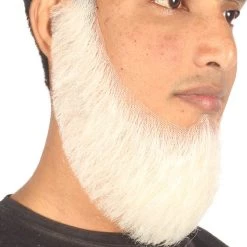 HPO Men's Chin Curtain Style Long Beard Set | White Cosplay Beard
