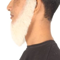 HPO Men's Chin Curtain Style Long Beard Set | White Cosplay Beard