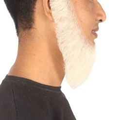 HPO Men's Chin Curtain Style Long Beard Set | White Cosplay Beard