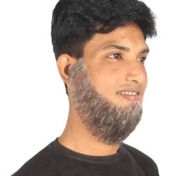 HPO Men's Chin Curtain Style Long Beard Set | Mixed Gray Cosplay Beard