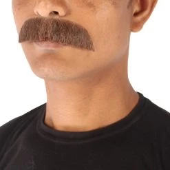 Men's Borat Human Hair Mustache | Brown Facial Hair | HPO